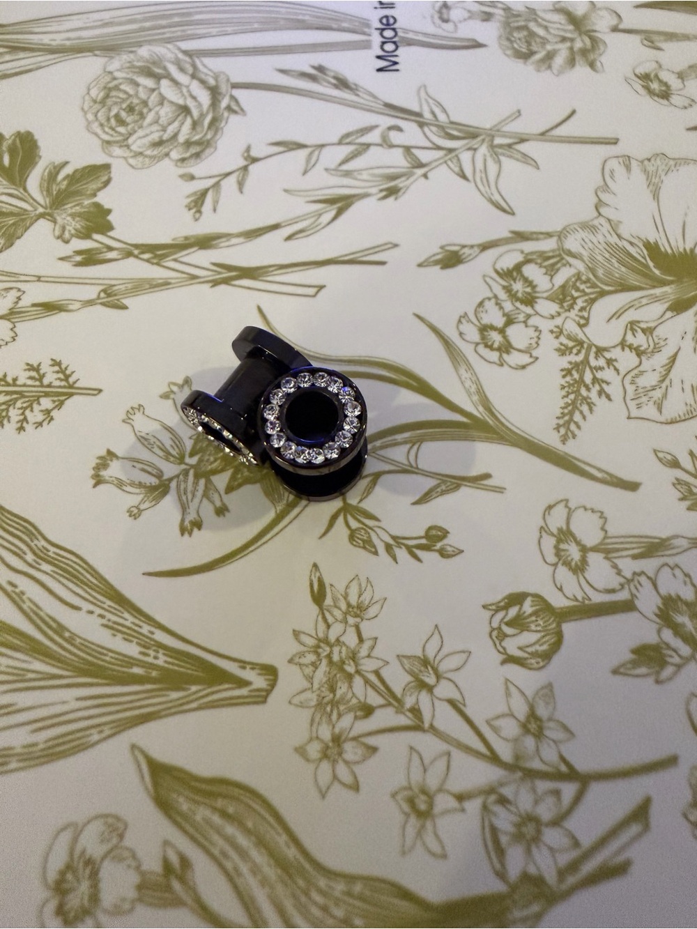 Crystal Accent Black Titanium Ear Plug Tunnel - Women Jewelry 2g